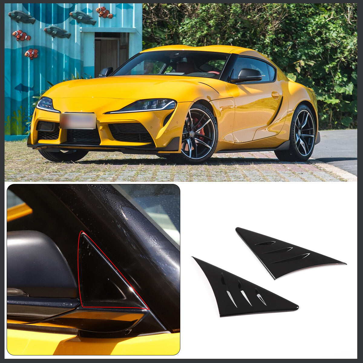 2-Pack Gloss Black Windproof Self-Driving Deflectors for Toyota Supra 2019-2022