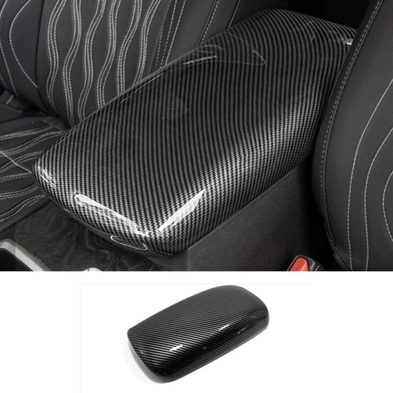 Carbon fiber look Central armrest storage box Cover For Altima 2019-2023 v