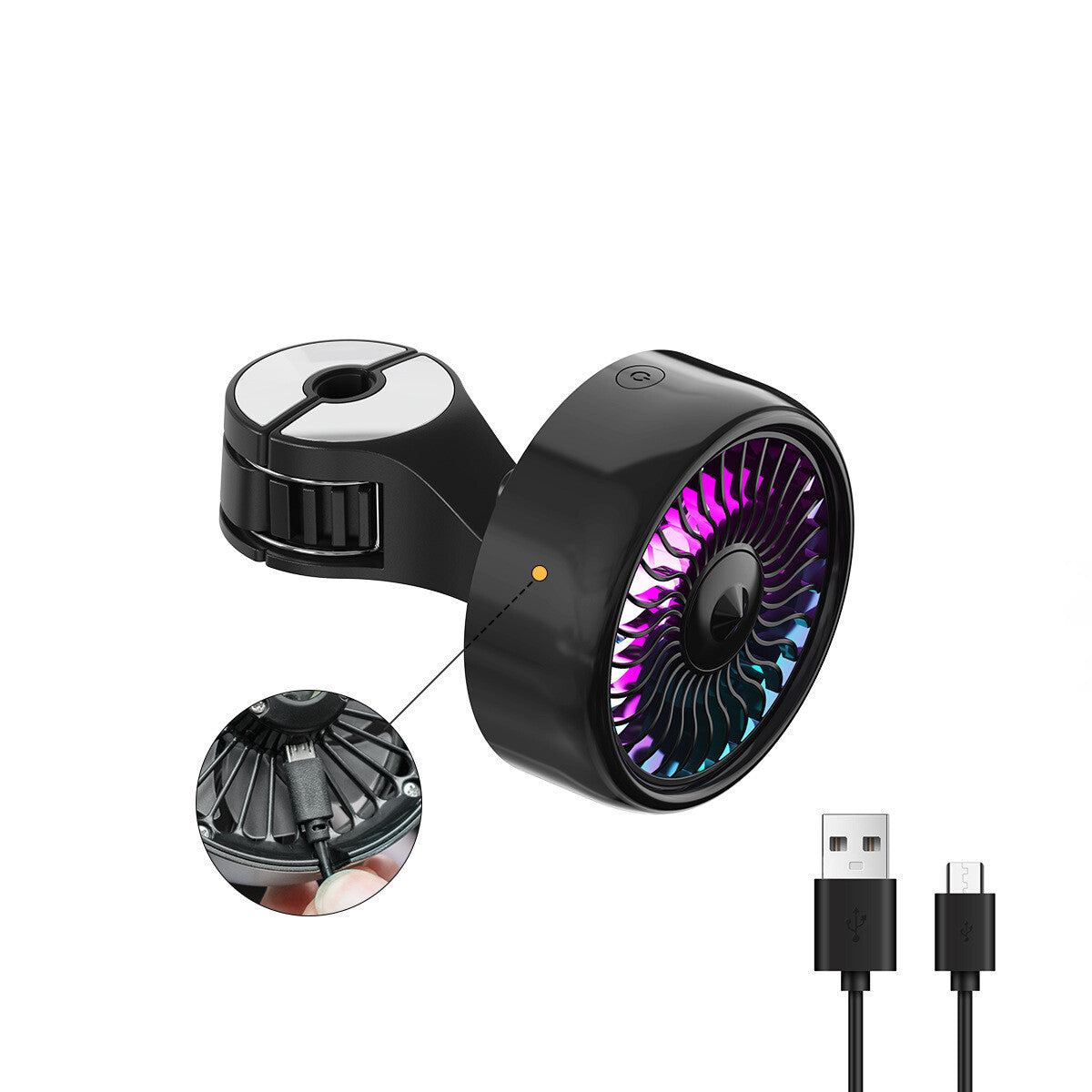 1* Cooling Car Fan Rear for Seat Headrest Window fan USB Plug for Car Black&White Q