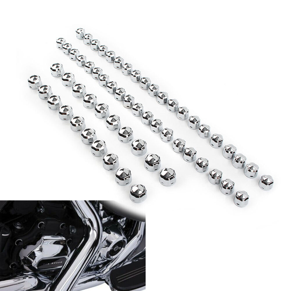 for Harley Road Street Glide Softail 60x Chrome Engine Frame Bolt Caps Cover Q