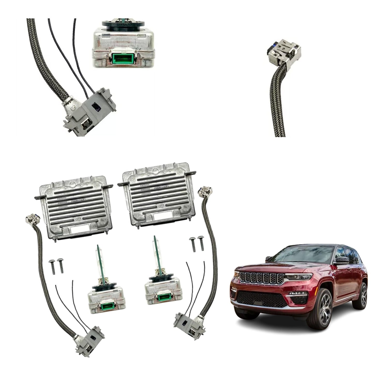 2x For 14-20 for Jeep Grand Cherokee Xenon Ballast D3S Bulb Wire Kit Control Unit