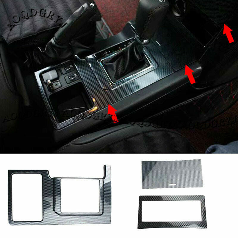 for Toyota Prado 4.0L 2010-17 Carbon fiber ABS Gear Shift Box Cover Trim Kit 3x