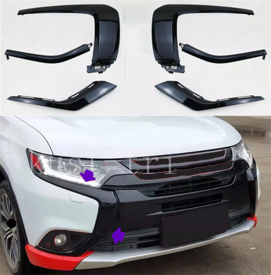 for Mitsubishi Outlander 2016-21 Black ABS Front Bumper Moulding Trim Replace 6x