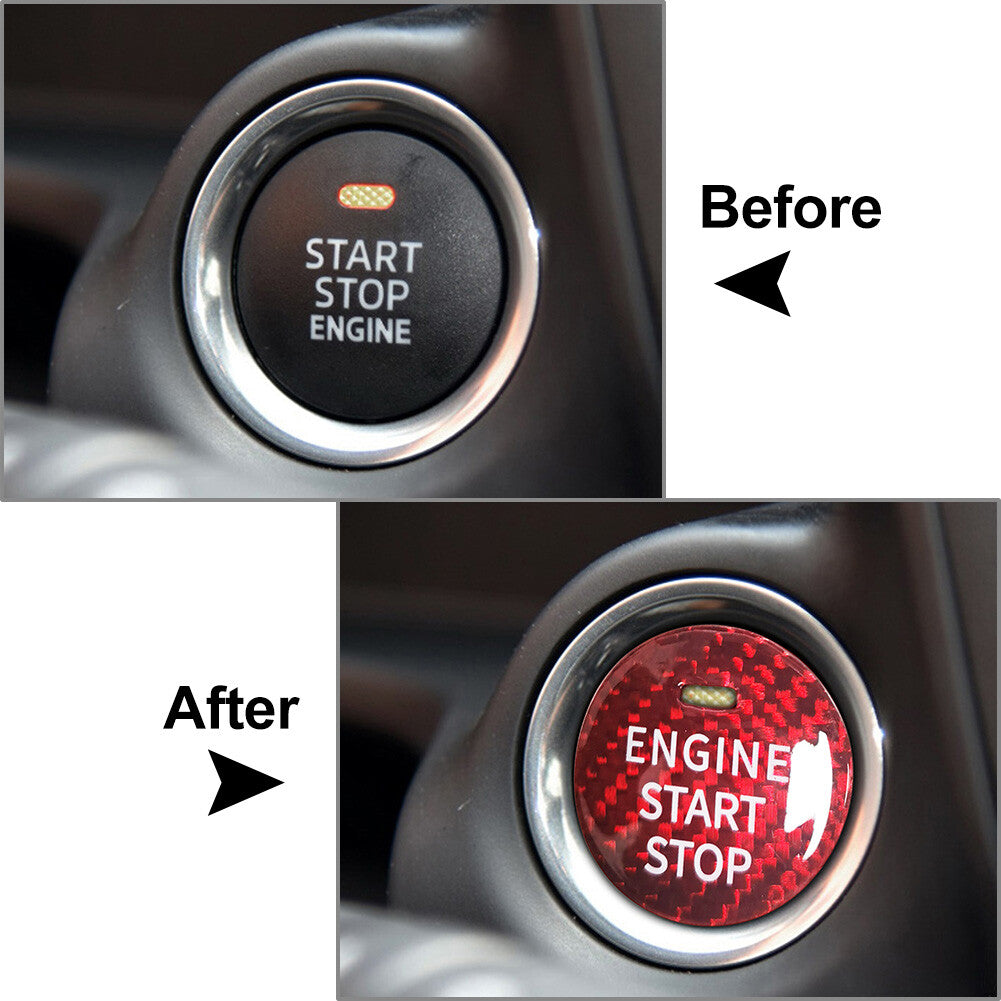 Carbon Fiber Start Stop Button Sticker Fit for Mazda CX-3 CX-4 CX-5 CX-8 MX-5 Red