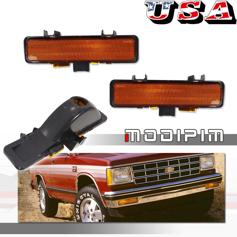 For 82 - 94 Jimmy Blazer Sonoma S10 S15 Amber Turn Signal Parking Bumper Light Kit - v