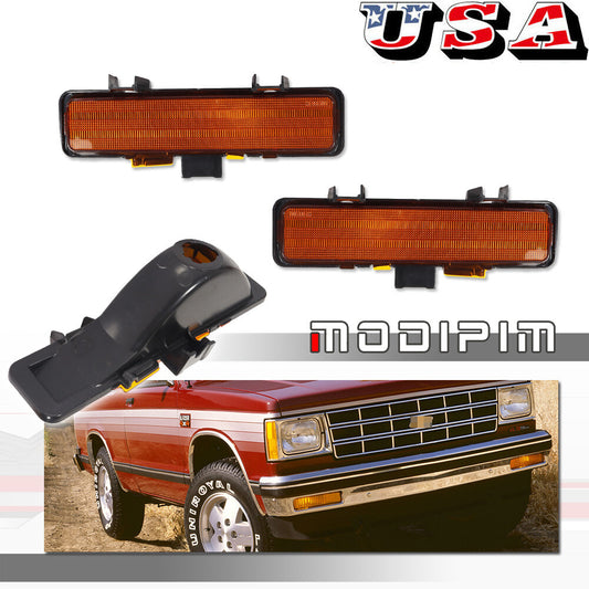 For 82 - 94 Jimmy Blazer Sonoma S10 S15 Amber Turn Signal Parking Bumper Light Kit - v