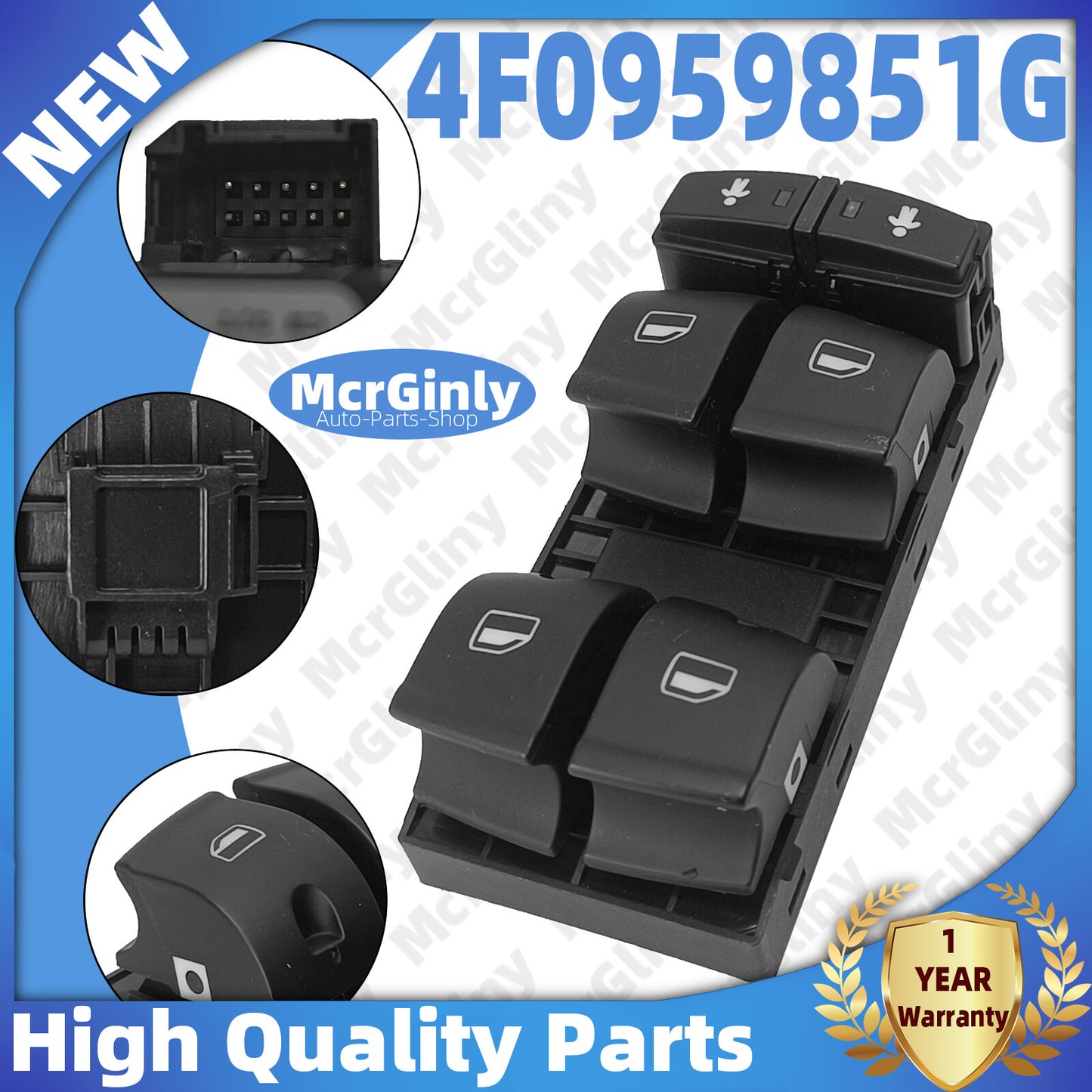 Master Driver (Front Left) Window Control Switch 4F0959851G for Audi A4, Q7, S6- n