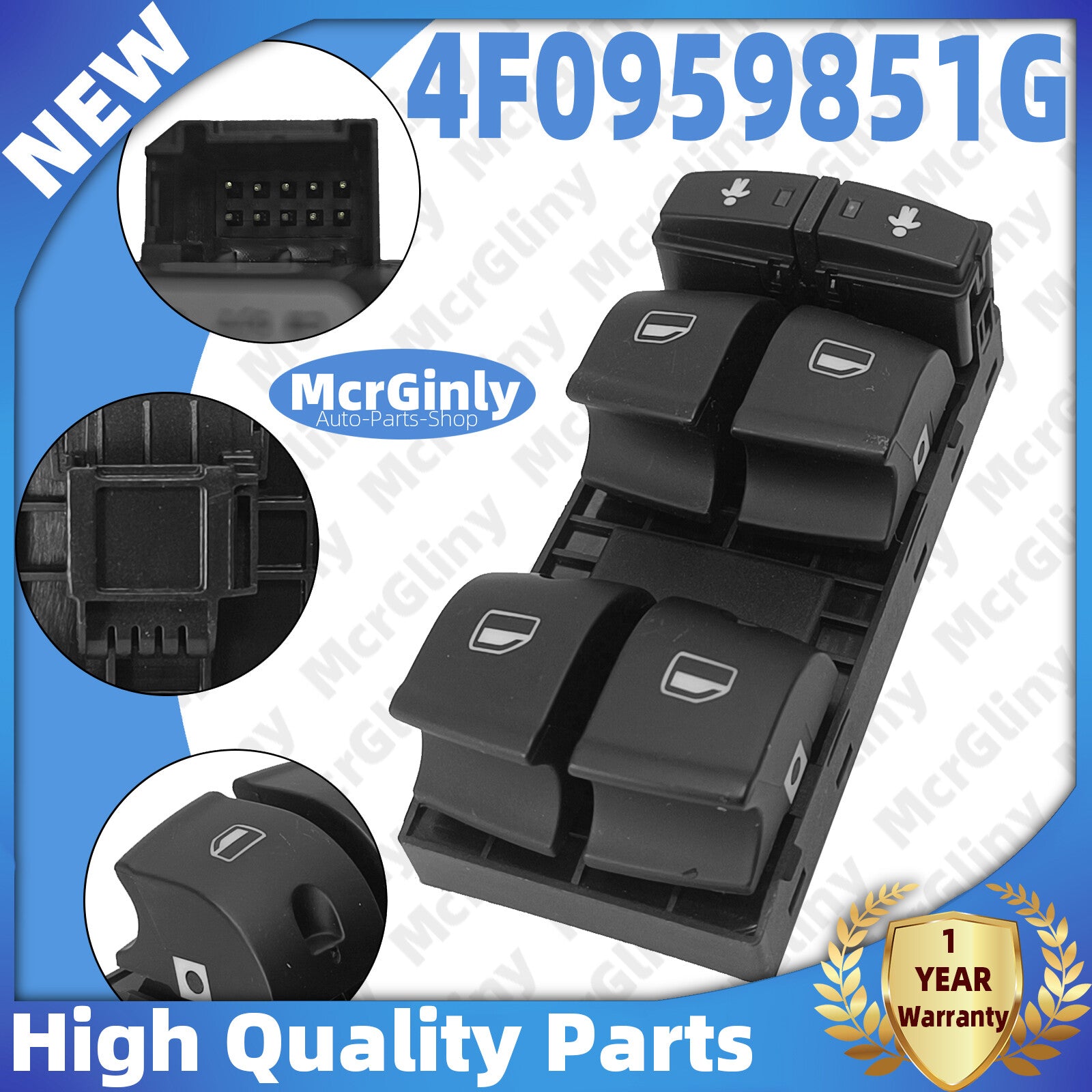 Master Driver (Front Left) Window Control Switch 4F0959851G for Audi A4, Q7, S6- n
