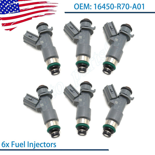 Package (6) Fuel Injectors 16450-R70-A01 for Acura TL, for RDX , MDX, TSX, for Honda Accord 3.5L - n