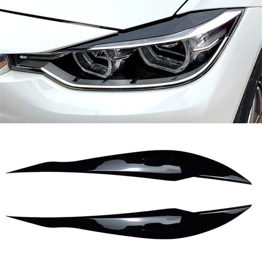 1 Pair for 2012-2018 for BMW F30/F31 Gloss Black Headlight Eyebrow Cover Eyelid Trim