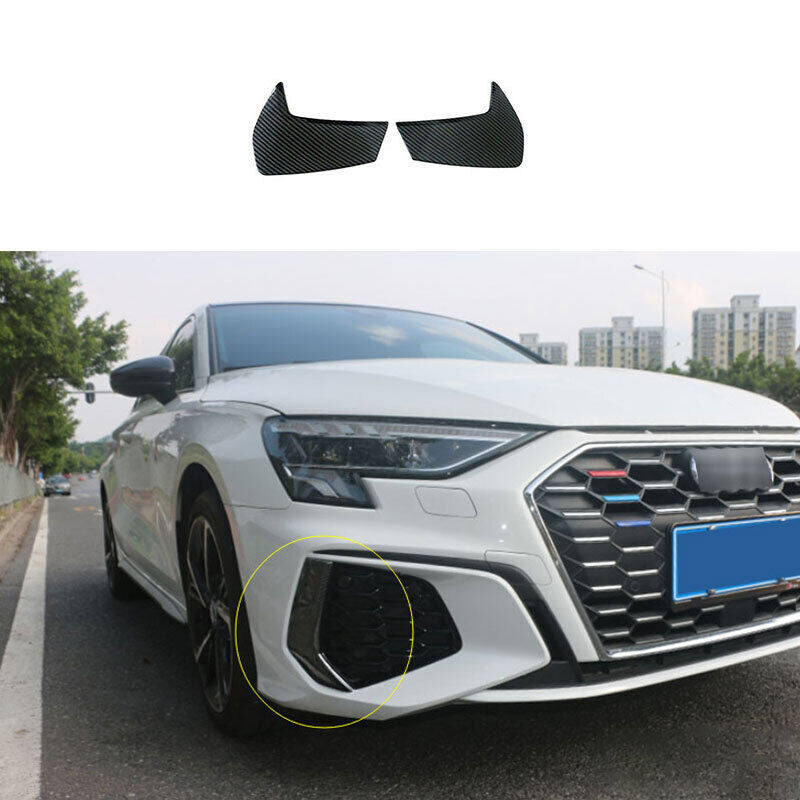 for Audi A3 2022-24 ABS Carbon Fiber Front Bumper Fog Light Lamp Frame Trim 2PCS