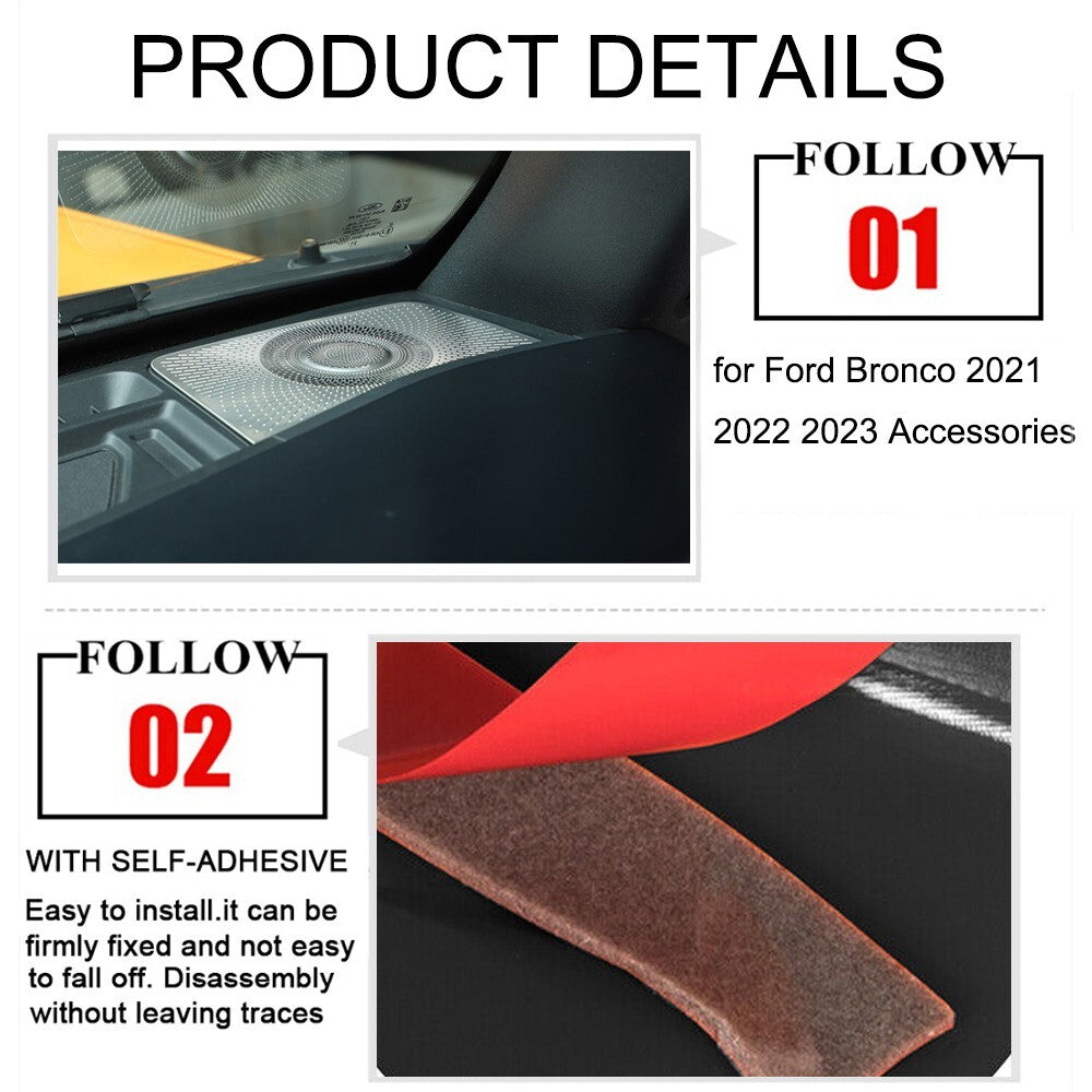 2PCS Silver A-pillar Speaker Horn Net Frame Cover Trim for Ford Bronco 2021-2024