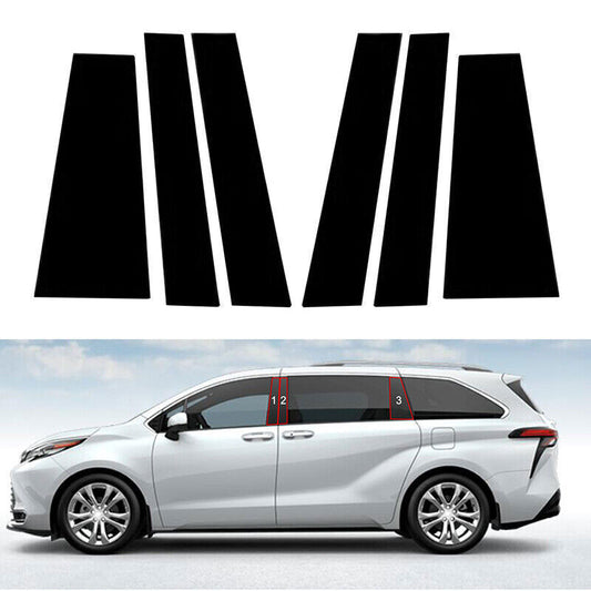 for Toyota for Sienna 2021-2023 Black B,C Pillar Posts Door Window Trim Cover Kit