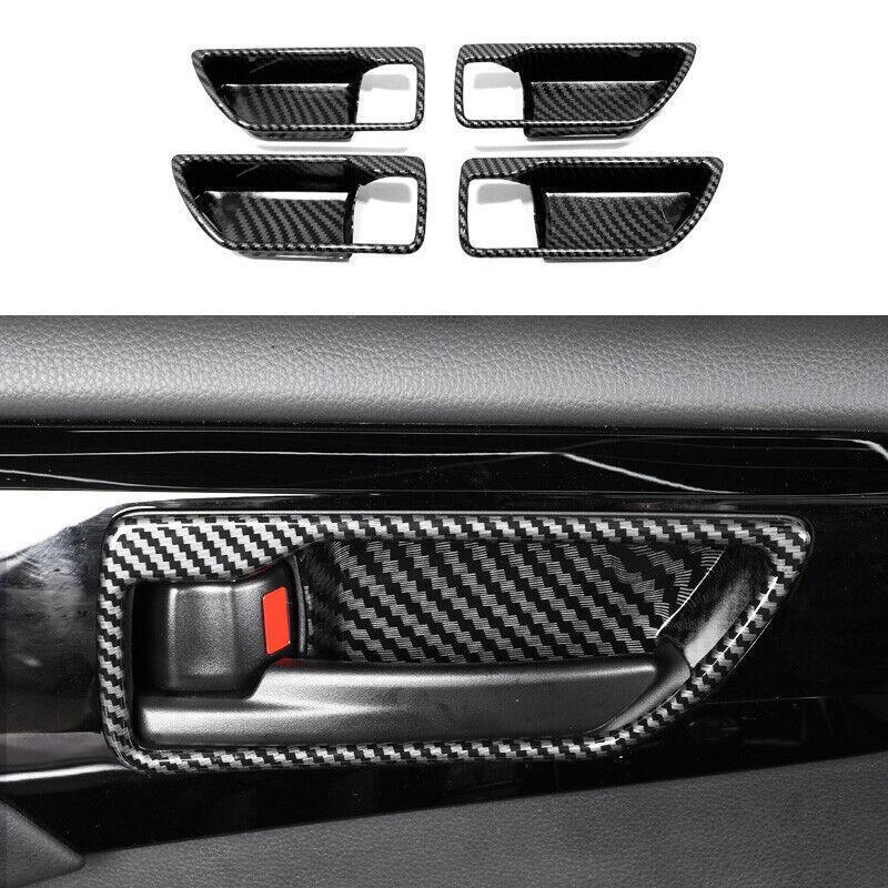 Carbon Fiber Inner Door Bowl Cup Cover Trim 4pcs for Toyota Highlander 2020-2023