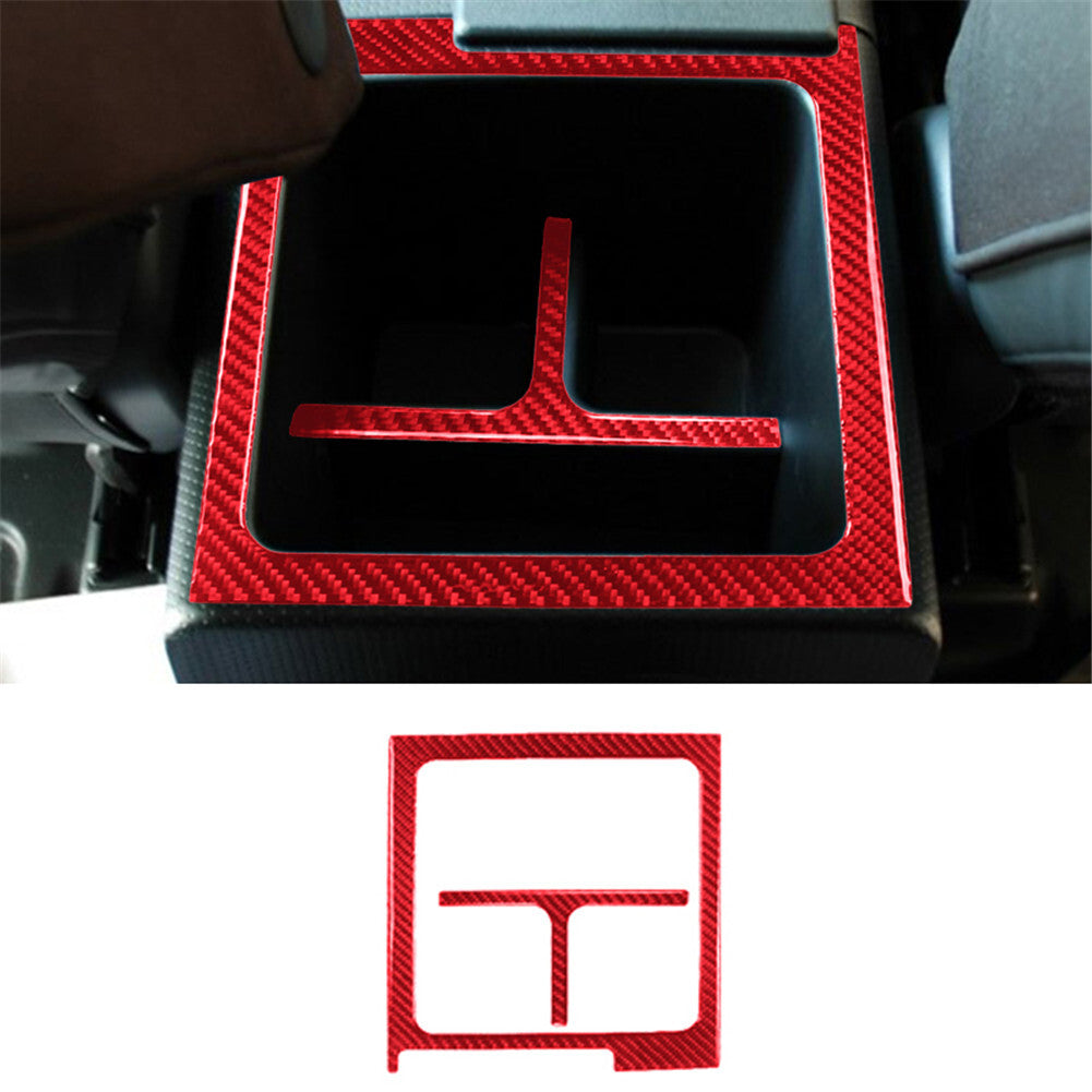 For Tundra 2007-2013 Red 4Pcs Console Cup Slot Frame Trim Carbon Fiber v