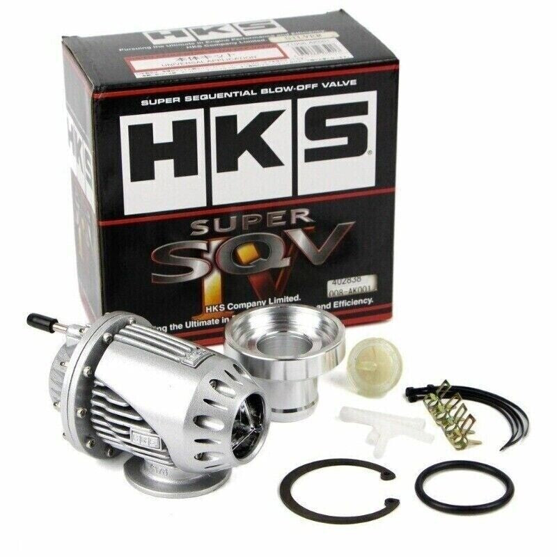 HKS CAR SQV 4 TURBO BLOW OFF VALVE PULL-TYPE SSQV BOV WITH ADAPTER SILVER Q