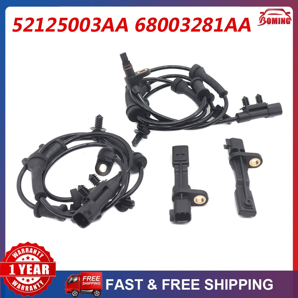 Kit of 4 ABS wheel speed sensors (front, rear, left, right) for 2007-2017 for Jeep Wranglers.