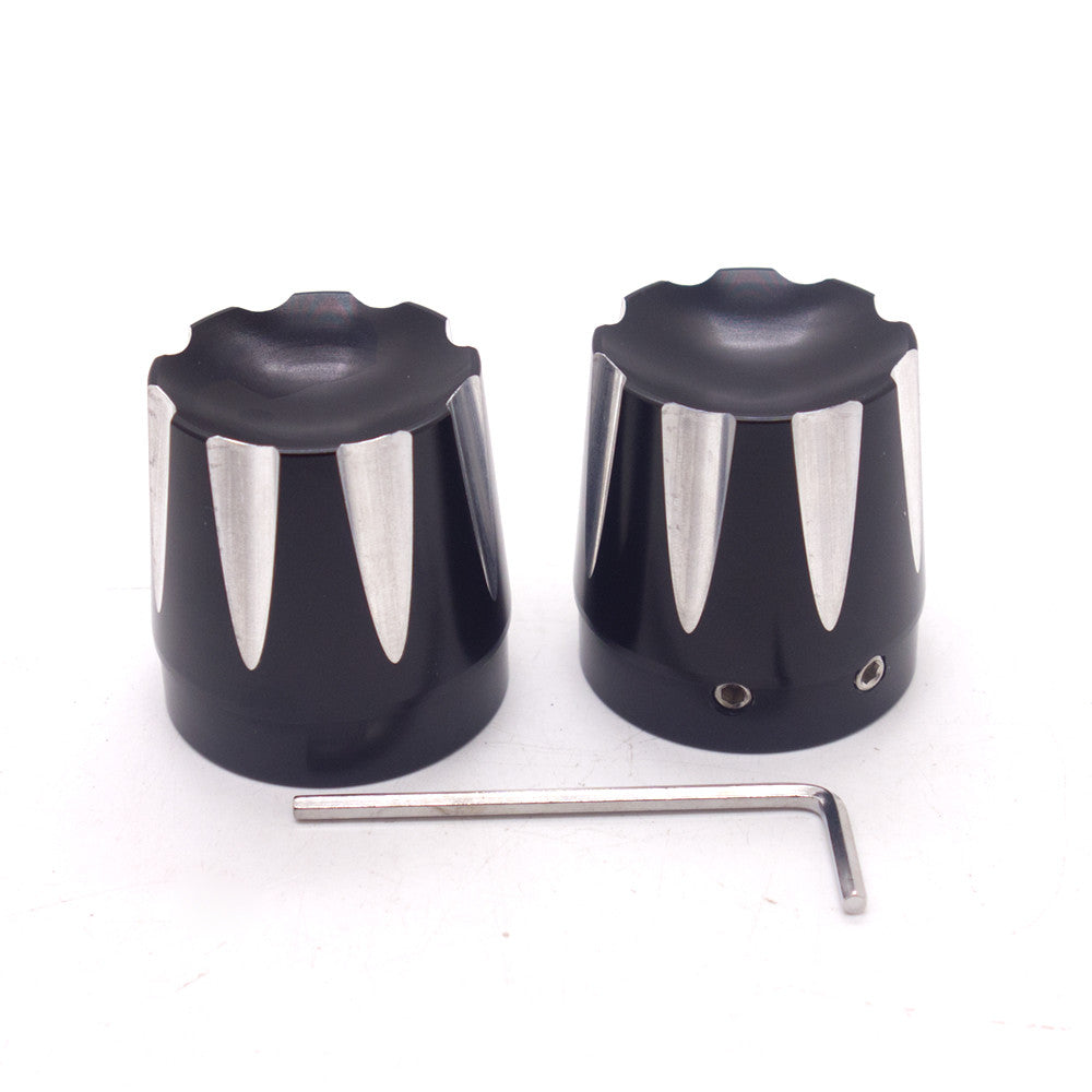 Black Edge Cut Front Axle Cap Nut Cover for Harley Dyna Road Glide King FLHT Q