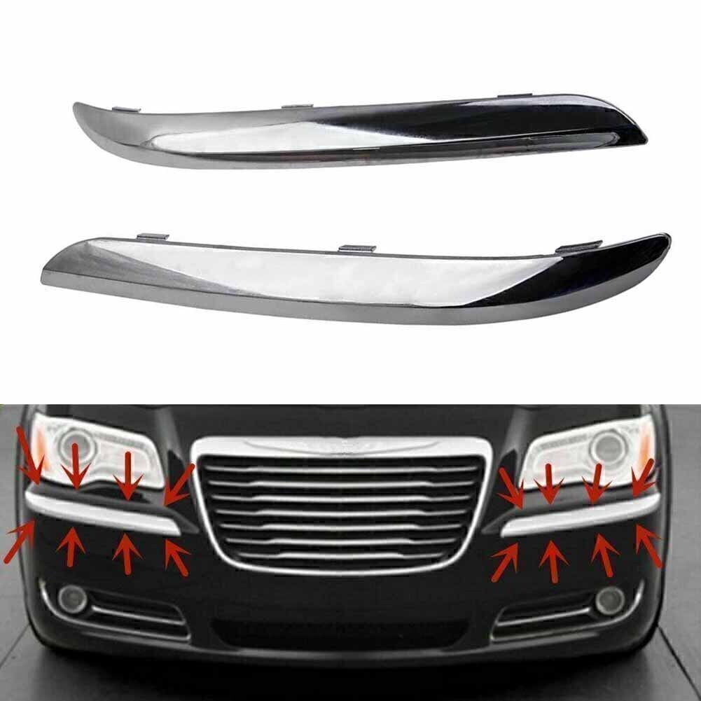 2x Chrome Front Bumper Trim Set Fit for Chrysler 300 Accent 2011-13 2014 68127941AB