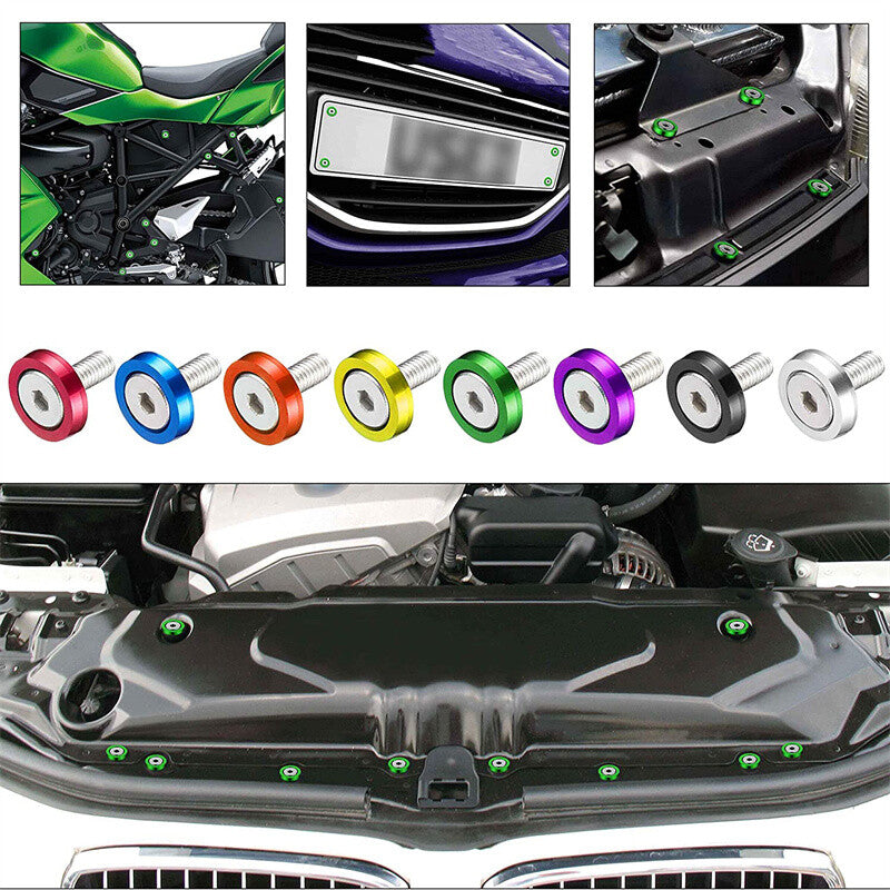 20Pcs Billet Aluminum Fender Bumper Washer Bay Dress up Bolt Screw Kit Green