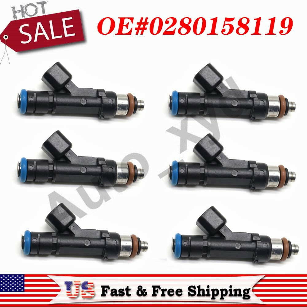 0280158119 6X Fuel Injector for Chrysler Town Country 3.3 3.8L 2008-2010 08 09