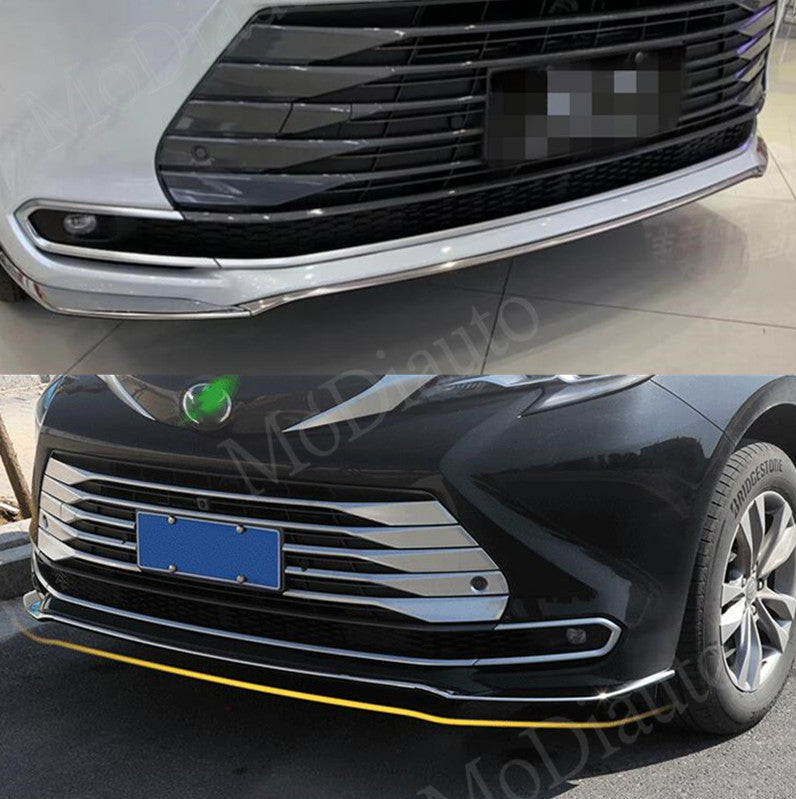 for Sienna 2021-2023 steel Front Down Bumper Molding Trim Spoiler 3PCS B n