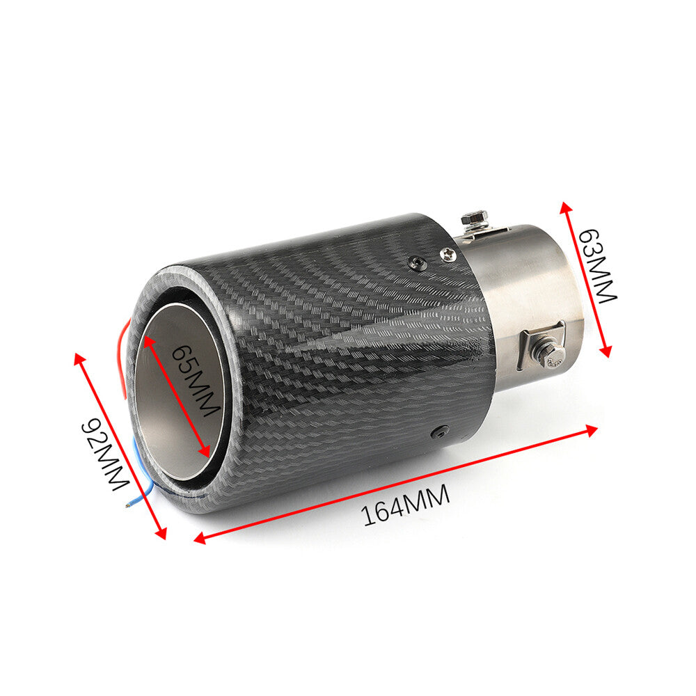 Car Exhaust Muffler Tail Pipe Turbo Throat Straight Style Rolled Edge Blue LED