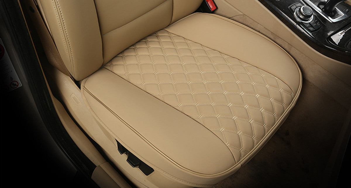 Beige PU Leather Car Front Cover Cushion for Seat Protector Full Surround Accessory