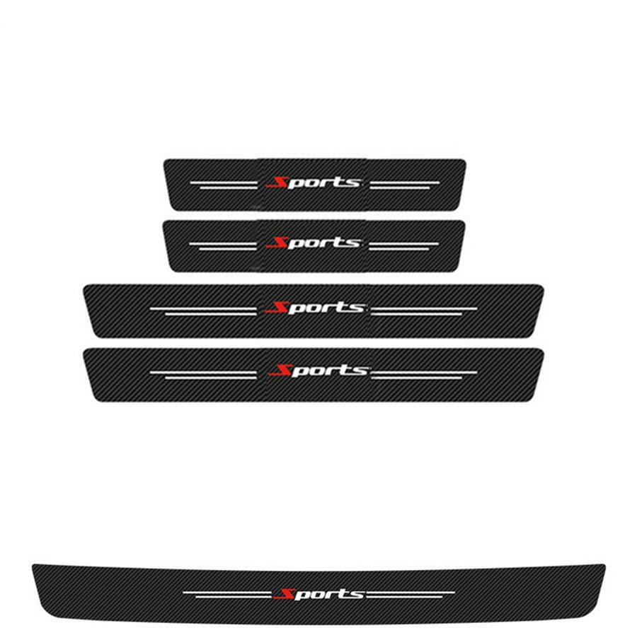 Car Door Scuff Sill Cover Panel Step Trunk Protector Stickers 5Pcs Carbon Fiber