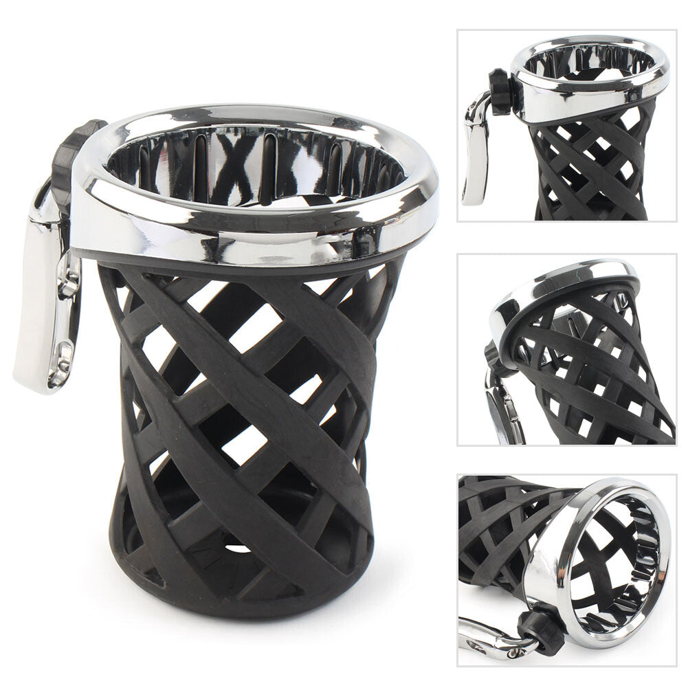 Handlebar Cup Holder Drink W/Mesh Basket Mount Universal Longer Fit for Harley cl
