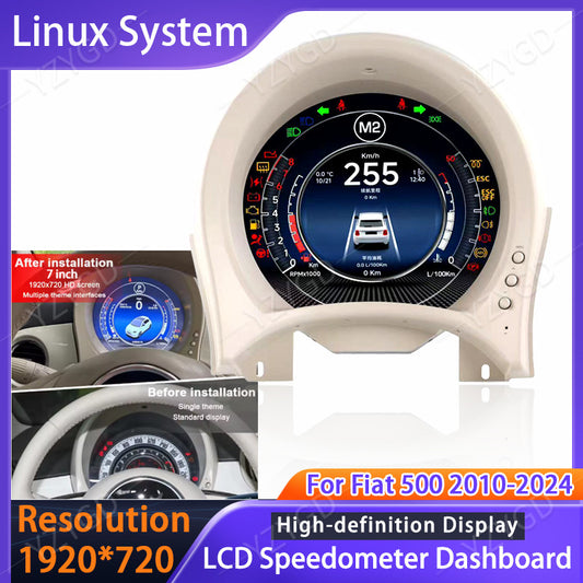 7Full HD LCD Speedometer Digital Instrument Cluster for Fiat 500 2007-2024 Q