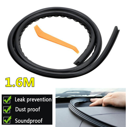1.6m Rubber Soundproof Dustproof Seal Strip Black Fit Auto Dashboard Windshield Q