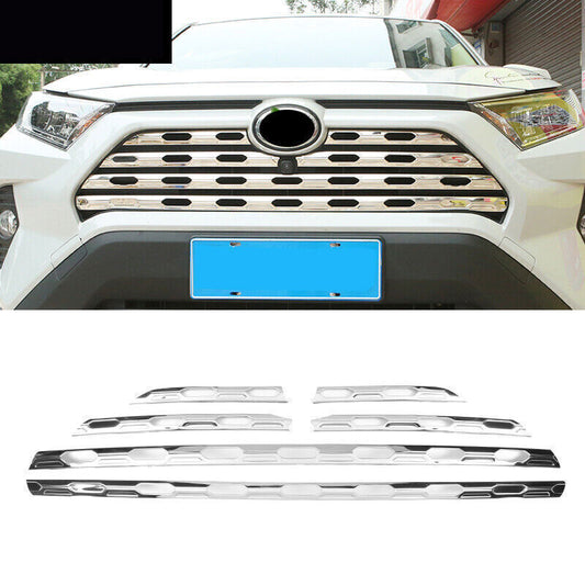 6p Fit For 2019-2023 for Toyota RAV4 Stainless Chrome Front Center Grille Cover Trim