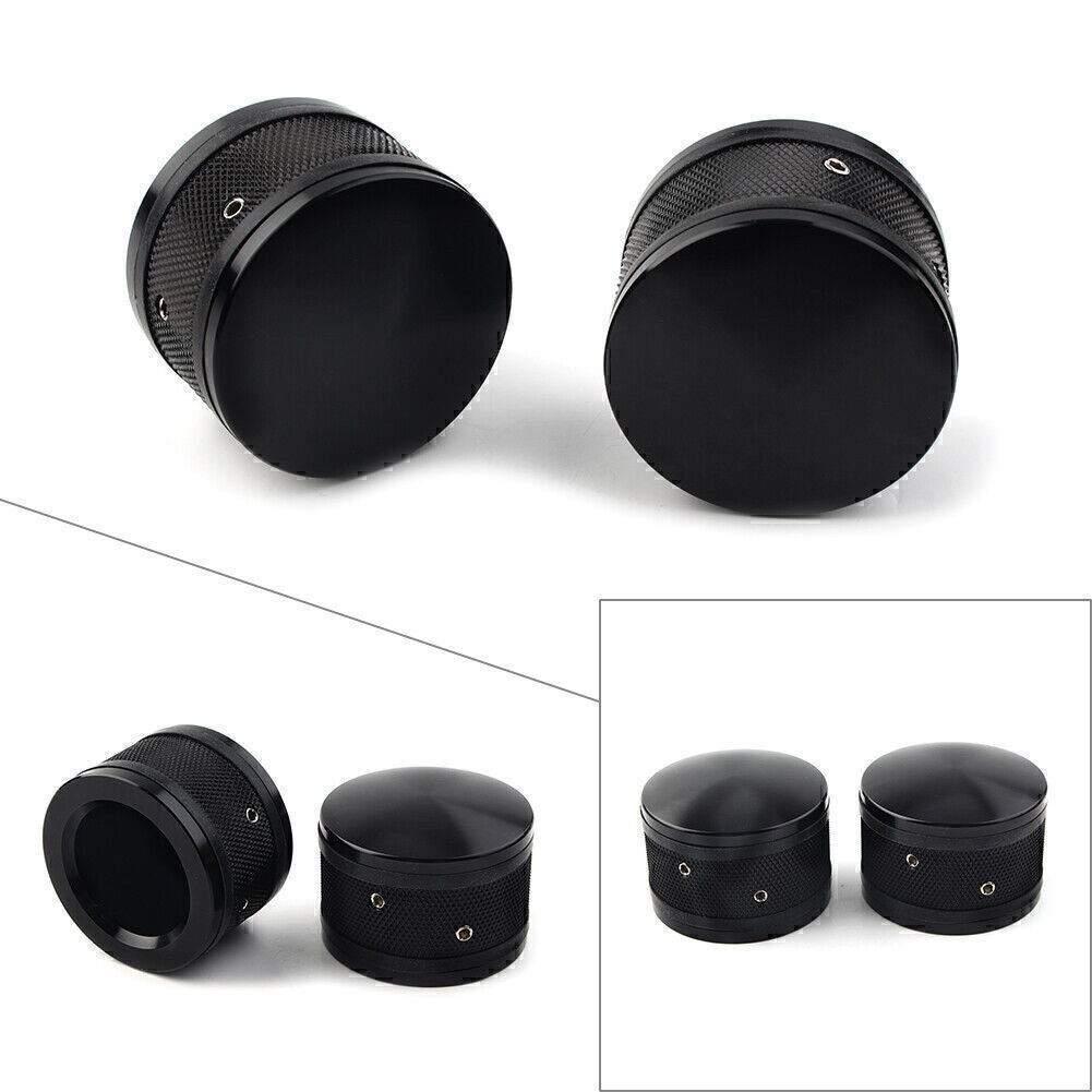 Fit for Harley Sportster Softail Road King CNC Front Axle Nut Cover Cap Black 2pcs