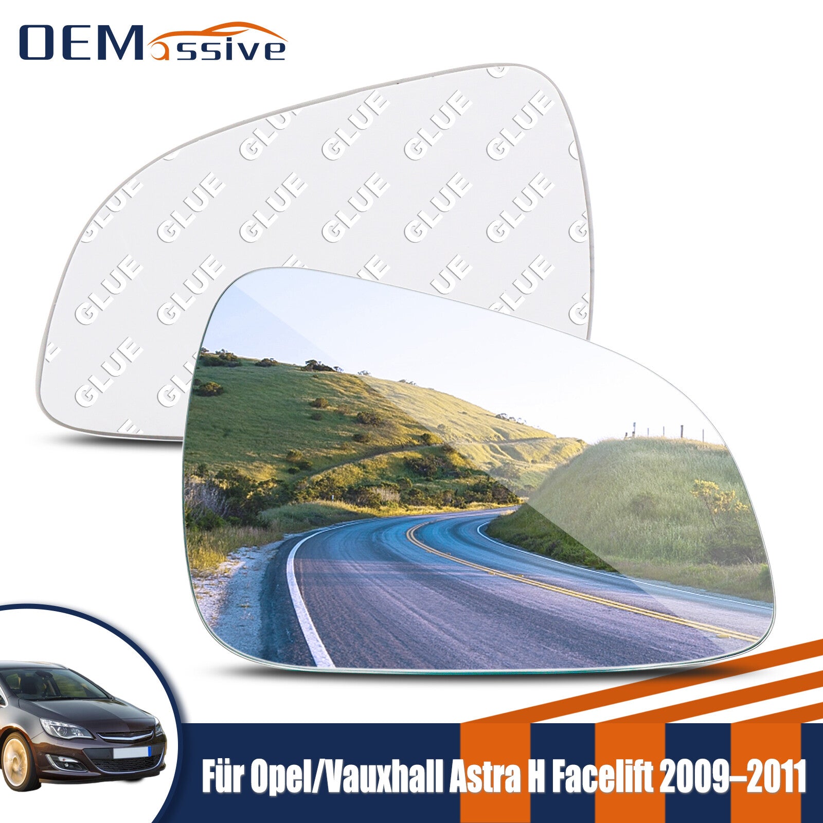 Right Passenger Side Mirror Glass for Vauxhall Astra H MK5 Facelift 2009-11 Q