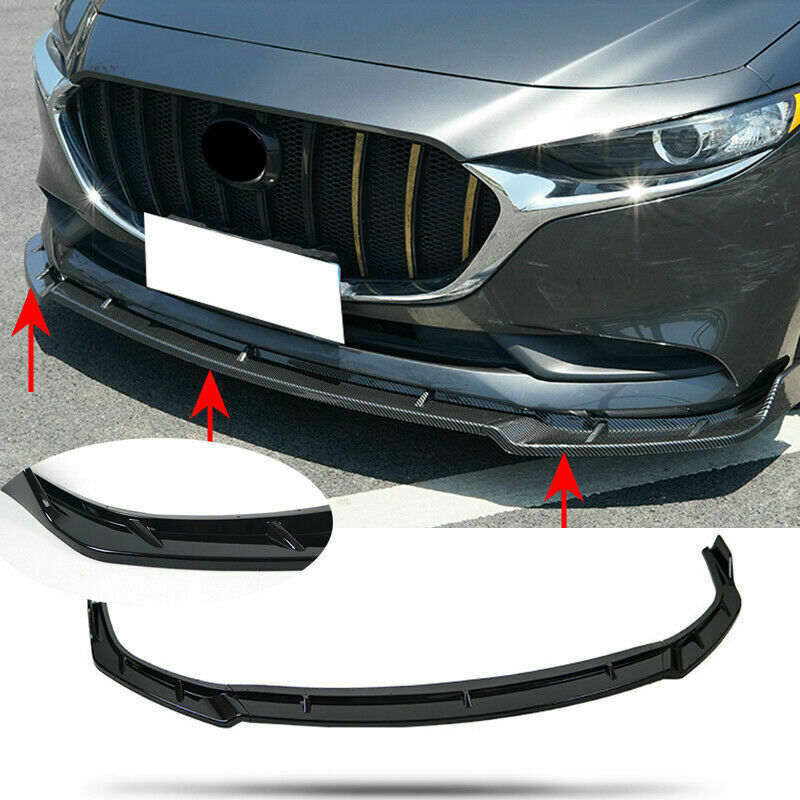 Bright Black Front Bumper Lip Chin Spoiler Body Guards for Mazda 3 Axela 2019-22