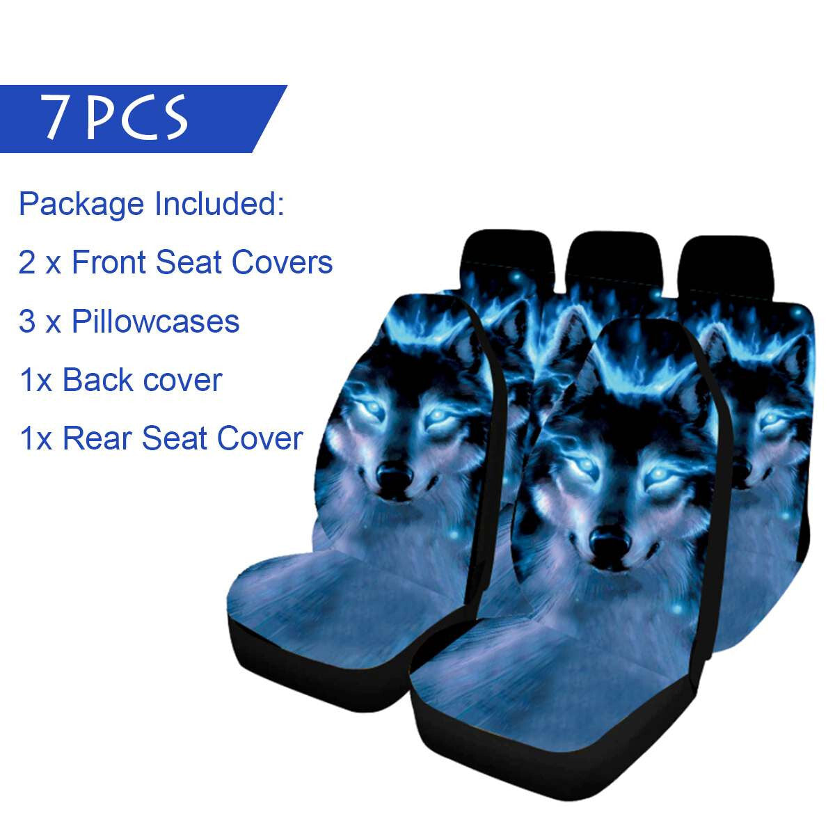 7PCS Car for Seat Covers Full Set Front Rear Cushion Protector 4 Season Accessory