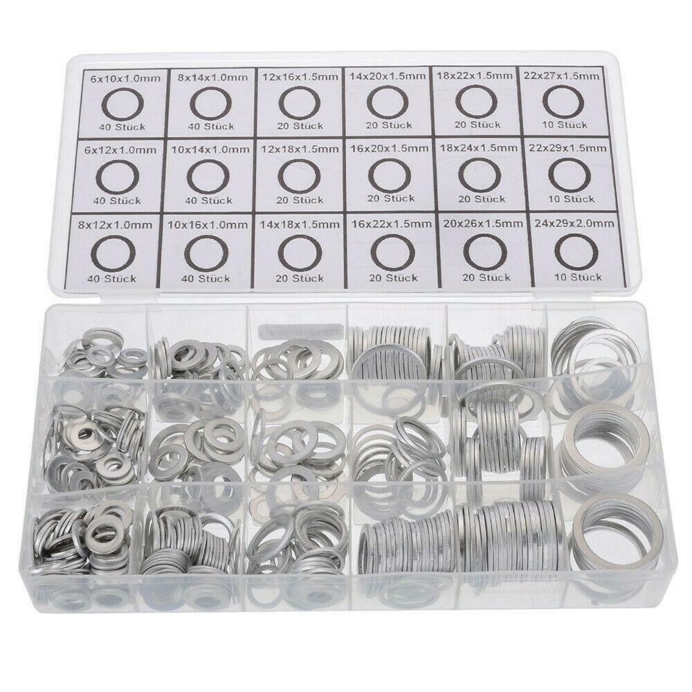 Silver automotive engine oil drain plug crushing washer sealing O-ring kit aluminum - n