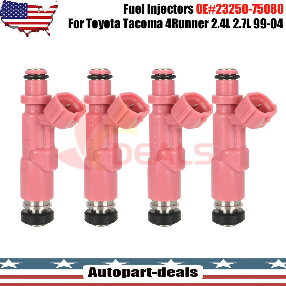 Set of 4 Fuel Injector 23250-75080 for Toyota 4Runner Tacoma 2.4L 2.7L 2000-2004