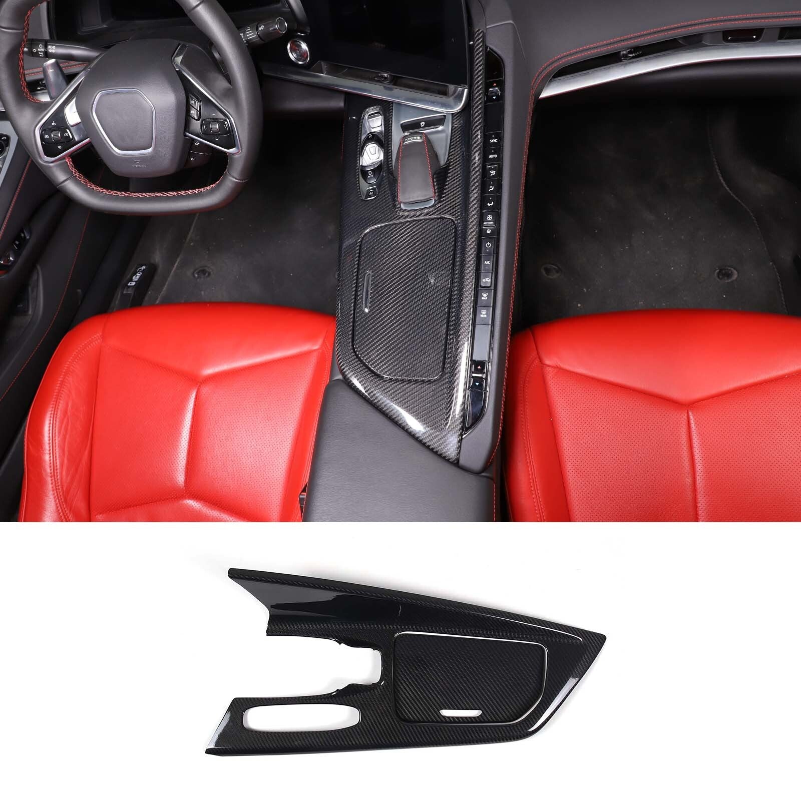 Carbon fiber passenger-side center armrest panel sticker for Corvette C7 2014-2019