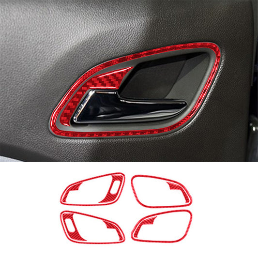7Pcs Red Carbon Fiber Center Floor Console Cover Trim For Fiesta 2011-2015 v