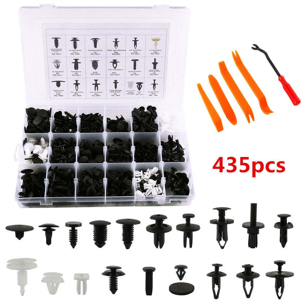 435-piece set of car body trim clips, fasteners, anti-collision rivets, screws, panel push-button tools - n