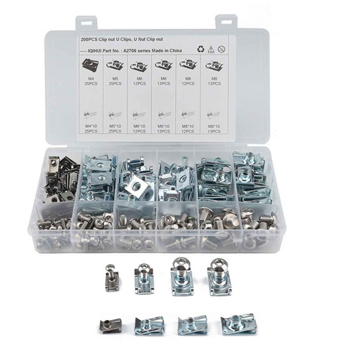Motorcycle Fairing Bodywork Panel Fasteners U Clips Nuts M4 M5 M6 M8 200Pcs/Box Q