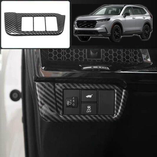 for Honda CR-V 2023-2024 Carbon Fiber Headlight Switch Button Cover Trim Frame