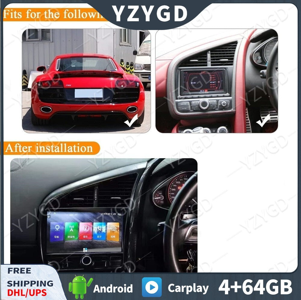 10.4 Car Radio for Audi R8 V8 V10 2007-2015 Android Auto GPS Navi Player Screen