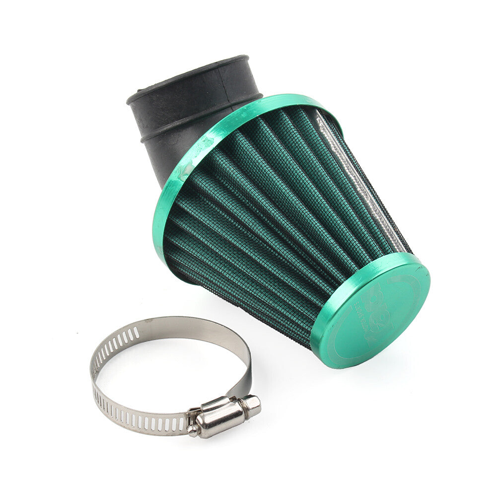 Green Motorcycle Air Intake Filter Cleaner Rubber Bend Inlet Stainles Steel Mesh Q