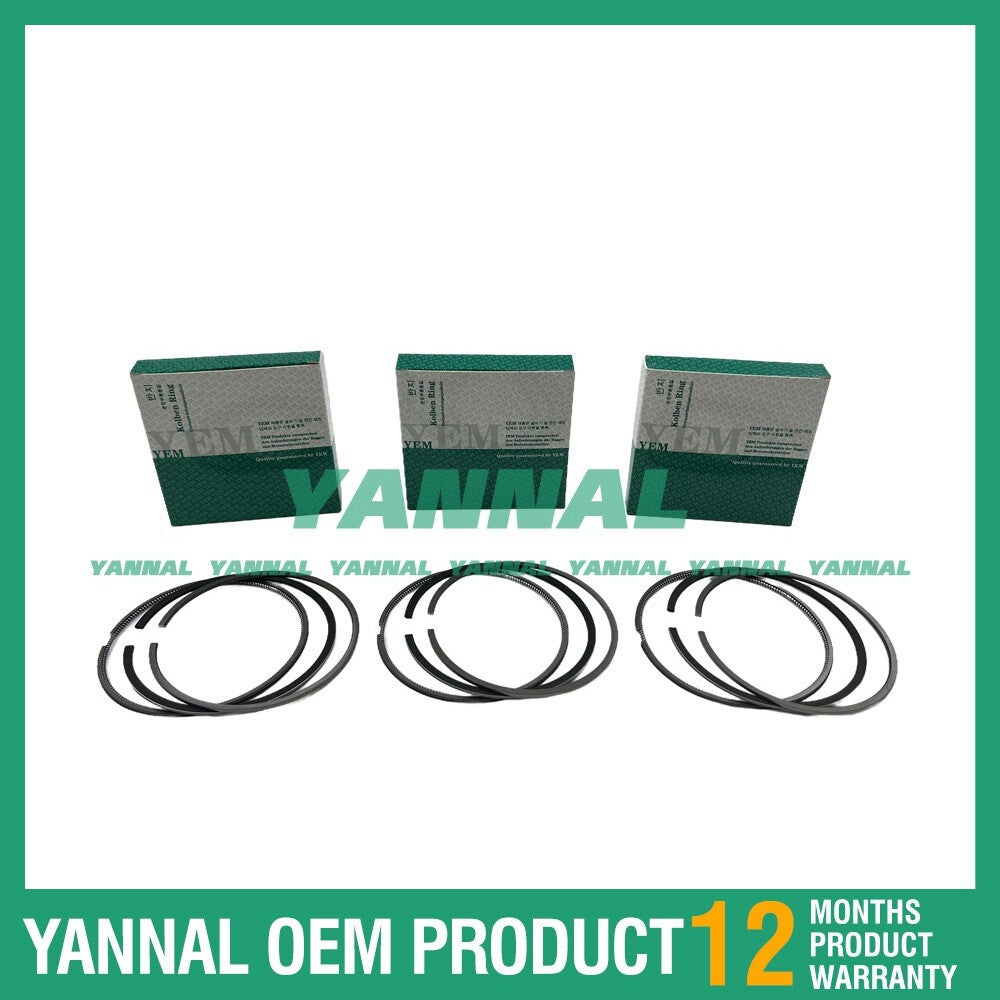 3-piece STD piston ring set for Yanmar 3TNV80 excavator engine parts.