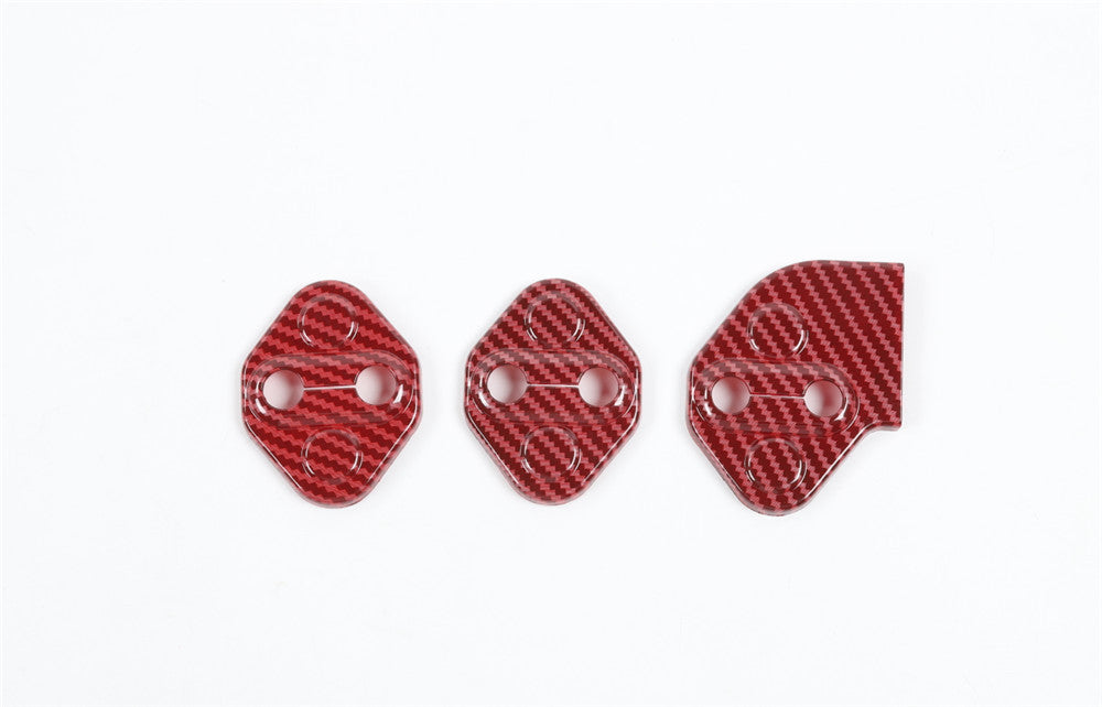 Car Door Lock Buckle Trim for Suzuki for Jimny 2019+Accessories ABS Red Carbon Fiber