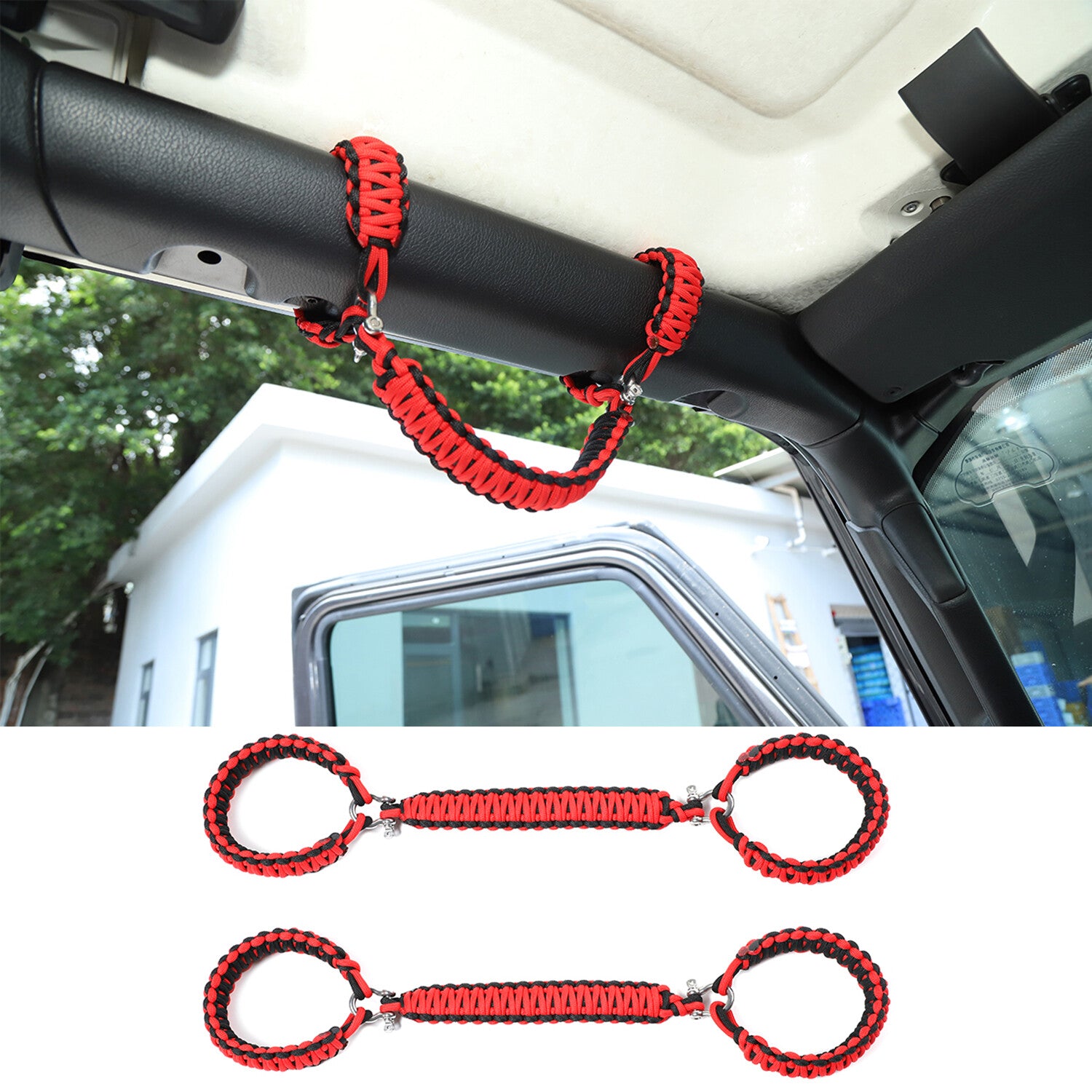 Roll Bar Paracord Grab Handles for Jeep for Wrangler YJ TJ JK 4XE JL JLU 2007-2023
