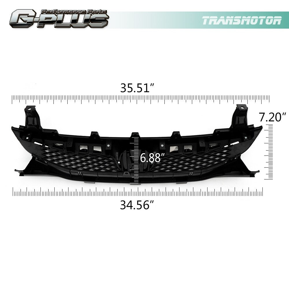 Suitable for 09-11 for Honda for Civic 4Door chrome front bumper top grille grill black- v